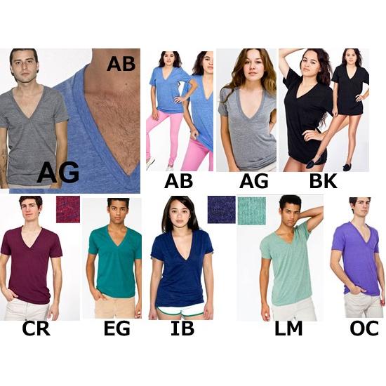 【処分品】3.7oz トライブレンド ショートスリーブ ディープVネックTシャツAmerican Apparel アメリカンアパレル 霜降カラー 半袖薄手ユニセックス tr456 |  | 01