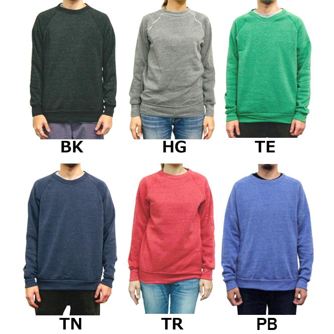 エコフリース ラグラントレーナー ALTERNATIVE(オルタナティブ)【7.75oz裏起毛メンズレディースユニセックス9575】スウェット・クルーネック(0125) |  | 01