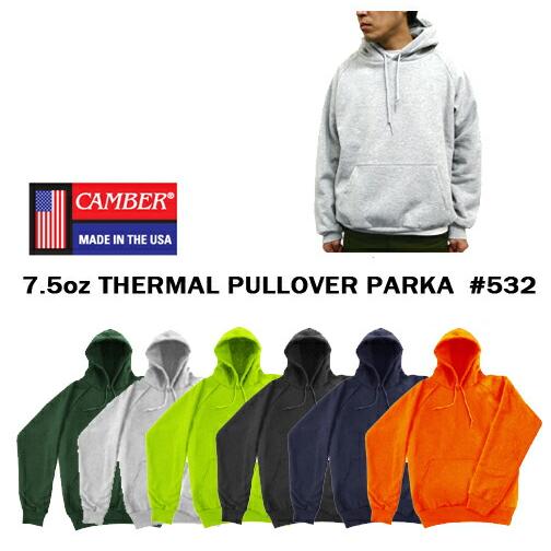 CAMBER CHILL-BUSTER 7.5オンス 裏面サーマル 中厚手 ヘビーウェイトプルオーバーパーカー#532キャンバー 無地パーカー メンズスウェット   1219 | 