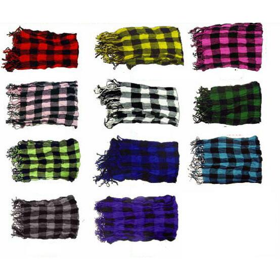 ストール　バッファローチェック（薄手・シワ加工）【当店在庫のみの処分となります】 | 