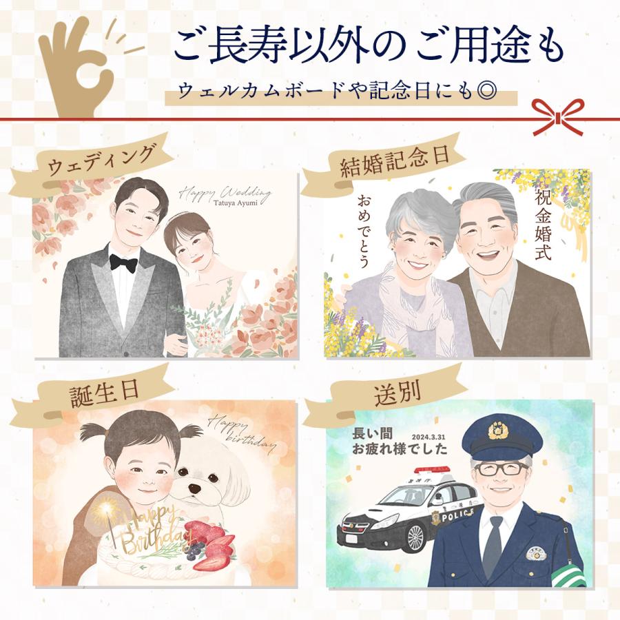 似顔絵 プレゼント 古希 還暦 喜寿 傘寿 米寿 卒寿 百寿 安い 写真から 急ぎ イラスト 女性 男性 お祝い ギフト 金婚式 |  | 04