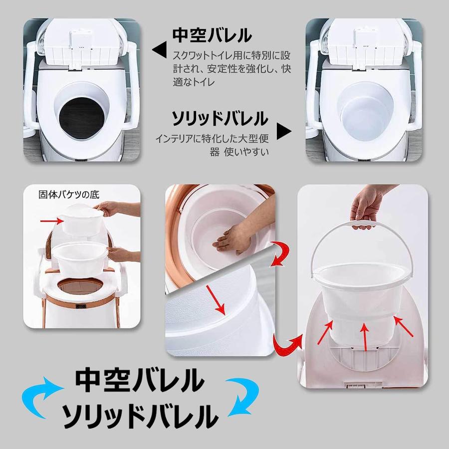 ポータブルトイレ 介護用 簡易トイレ 手すり付き 携帯トイレ 便器 大人用 洗えるカゴつき 高齢妊婦のトイレ 処理袋利用可能防災用 消臭 取り外し可能手すり｜fiocco-store｜06