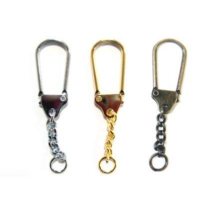 キーホルダーパーツ金具 チェーン付 フック式 シルバーL MBS : 首輪と