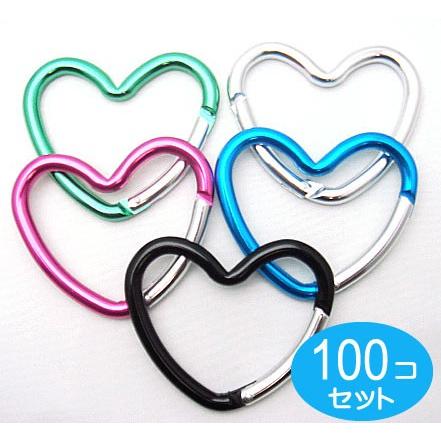 100個仕掛ける ハート形カラビナ 66粍×55粍 色つや手あい 楽器、手芸、コレクション-金属パーツ-手芸、ハンドクラフト