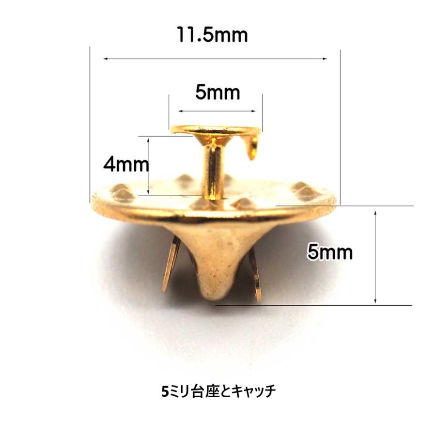 ゴールド ピンバッジ キャッチ11.5ミリ 針台座直径5ミリ 留め具