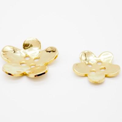 日本製 16mm ゴールド 飾りボタン 花 花釦 四つ穴 はな フラワー 