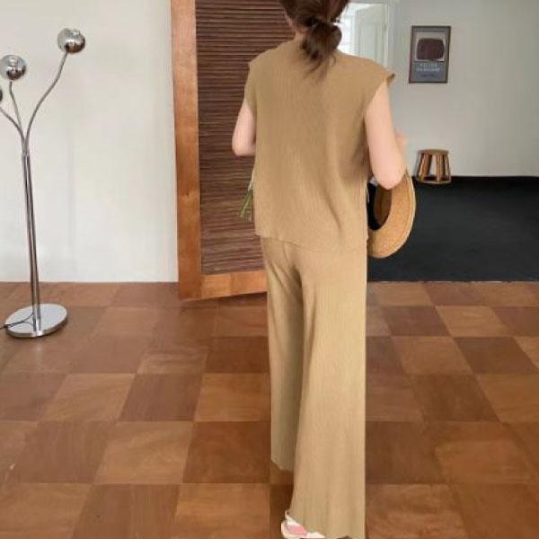 セットアップ レディース Vネック ノースリーブ トップス