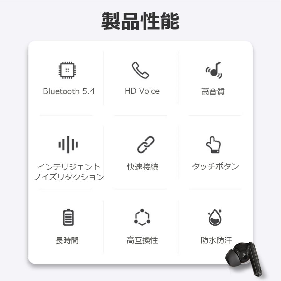 ワイヤレスイヤホン Bluetooth5.4 FIPRIN 7334 コンパクト 高音質 重低音 防水 スポーツ iPhone 16 15 14 13 Android ブルートゥース 最新型 | FIPRIN | 03