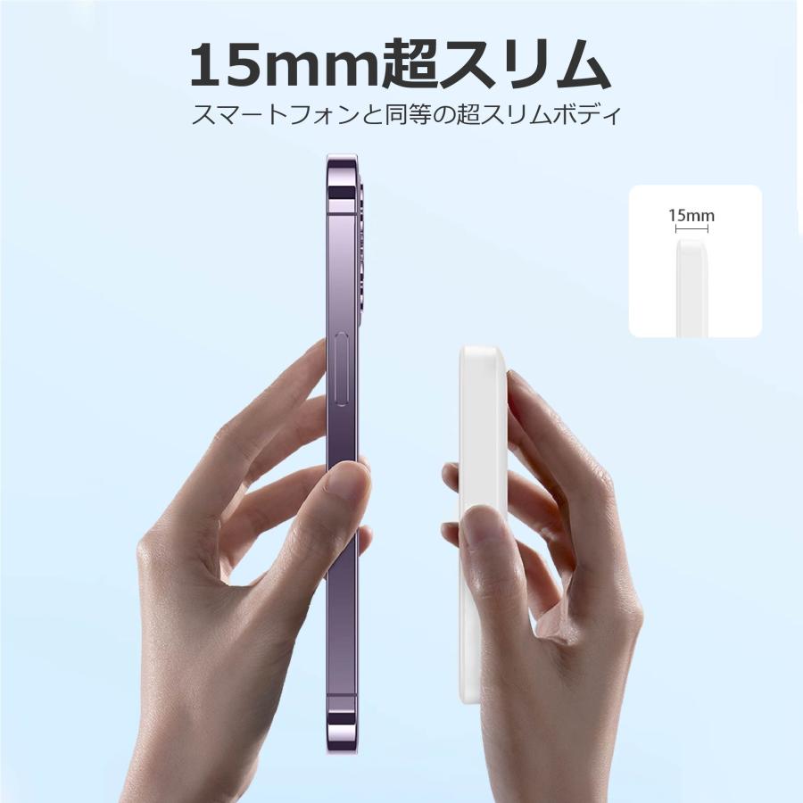 モバイルバッテリー ワイヤレス 磁気 大容量 軽量 薄型 マグネット 6800mAh PSE モバ充 スマホ携帯 充電器 iPhone 16 15 14 送料無料 | FIPRIN | 14