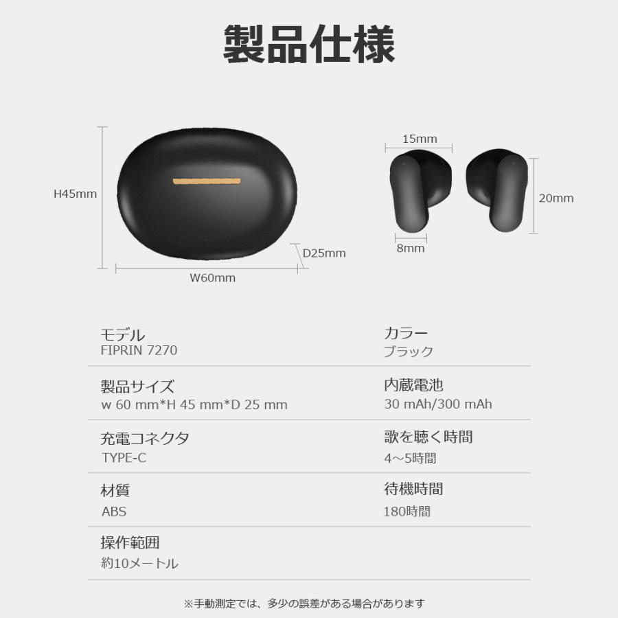 ワイヤレスイヤホン Bluetooth5.4 コンパクト 日本語音声ガイド FIPRIN 7270 4代目 高音質 重低音 防水 スポーツ iPhone 16 15 Android ブルートゥース 最新型 | FIPRIN | 18