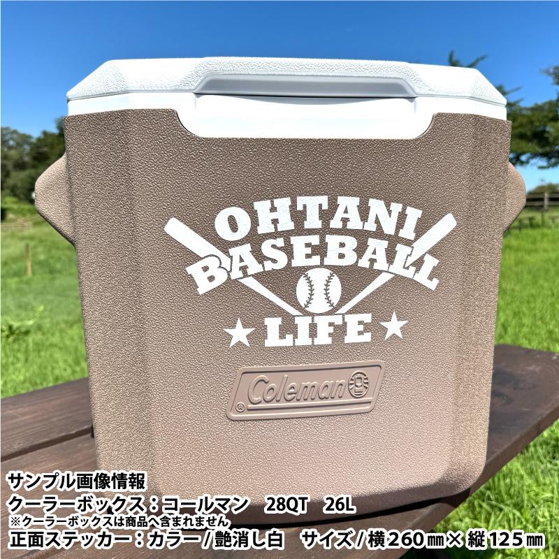 凸凹面なクーラーボックスにも貼れる！かっこいい! 野球 お好きな文字