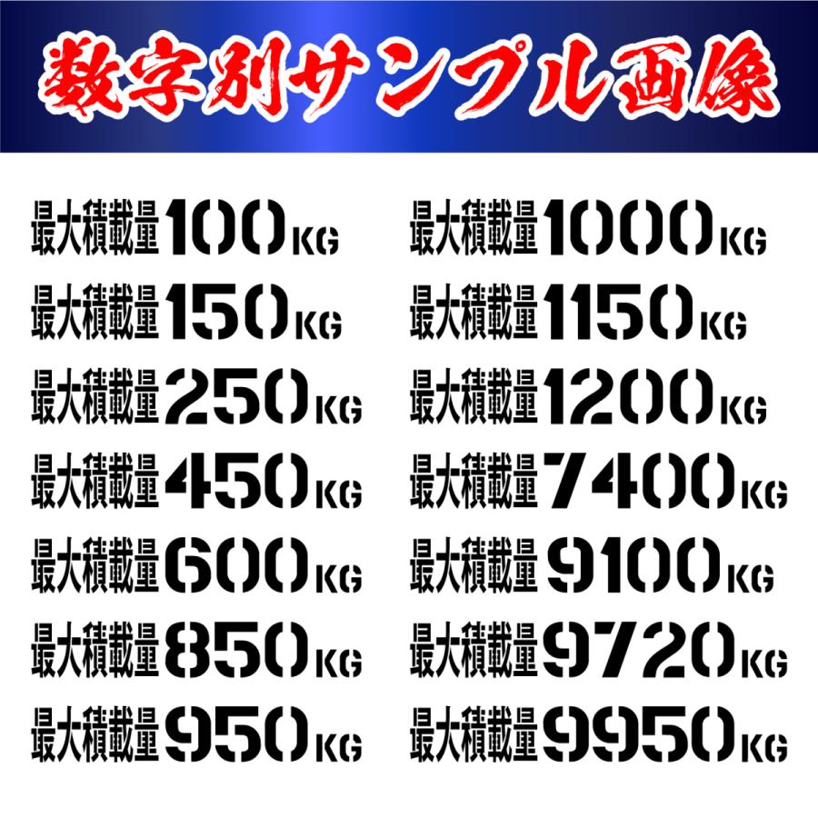 小さいSSサイズ！ 最大積載量 ステンシル 積載 ステッカー 英語 漢字 350 トラック 車 クルマ 軽自動車 軽トラ 選べるカラーと 数字変更可 |  | 04