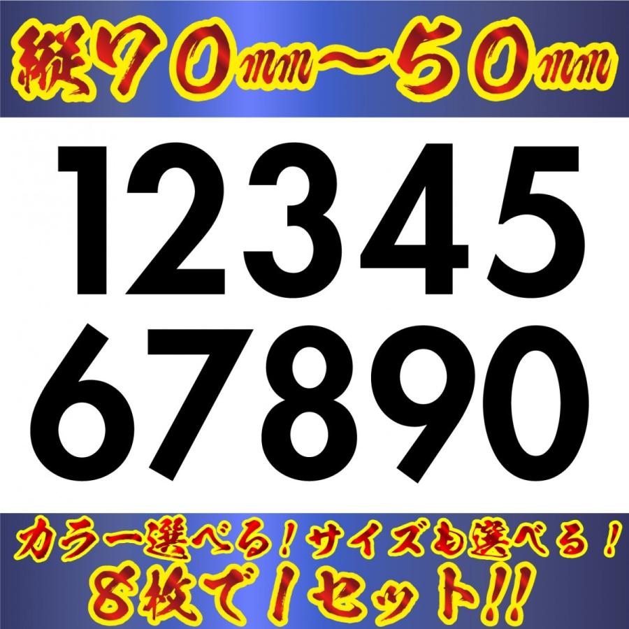 ゼッケン ナンバー ステッカー Sサイズ 8枚選べる数字とカラー