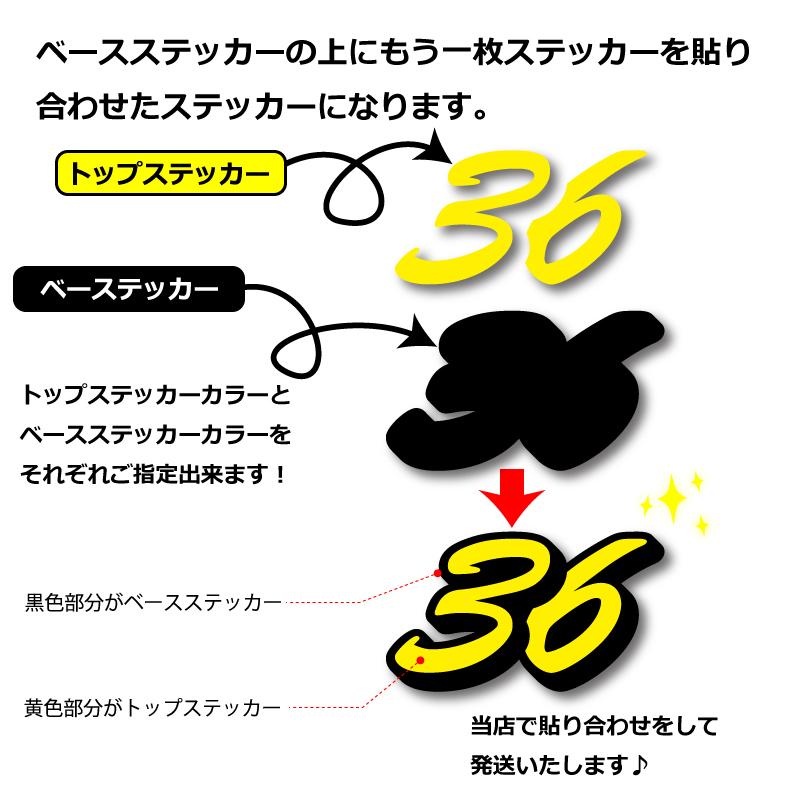 ゼッケン 2色仕様 ナンバー 数字 ステッカー B書体 Lサイズ2枚