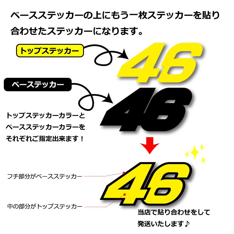 ゼッケン 2色仕様 ナンバー 数字 ステッカー Lサイズ2枚選べる数字とカラーとサイズ｜firecraft｜02