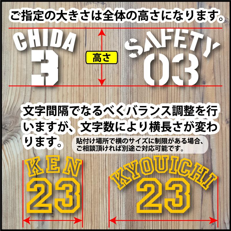 お好きな文字 お名前・数字で背番号風ステッカー シール 3枚M お好きな文字 お名前・数字で背番号風ステッカー シール 3枚M