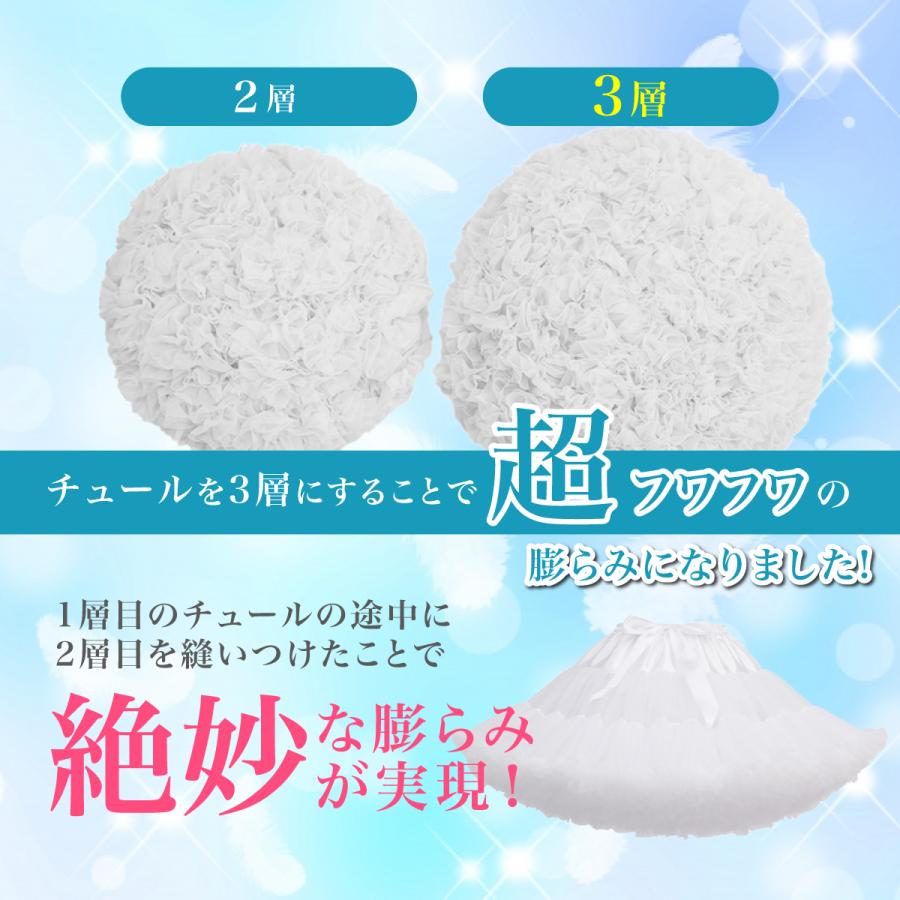 パニエ ボリューム 白 レディース 子供 子ども キッズ 55cm 35cm 膝丈 大人用パニエ 大きいサイズ ウエディング キラキラ 安い パニエスカート｜fireflyshop｜07