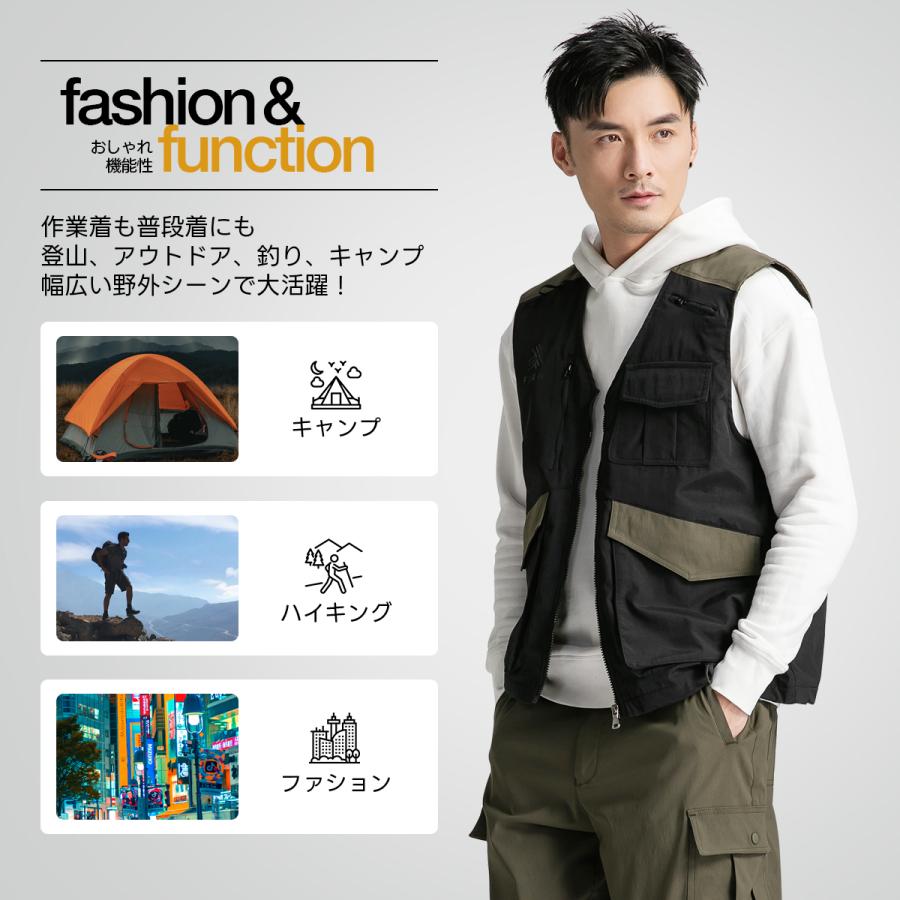 マルチベスト アウトドア メッシュ ベスト ジャケット フェス キャンプ