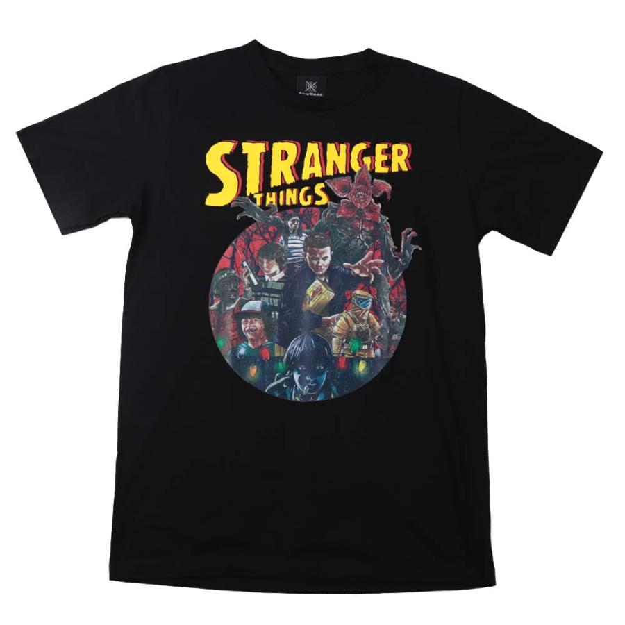 ストレンジャー・シングス Tシャツ ブラック Tシャツ バンドTシャツ ロックTシャツ 半袖 (KR) ストレンジャー
