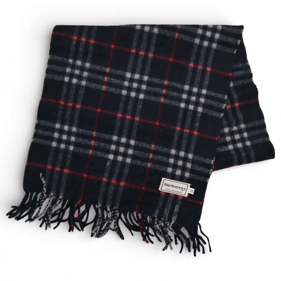 バーバリー ノバチェック マフラー カシミヤ100％ ネイビー Bランク bb4604cf | BURBERRY