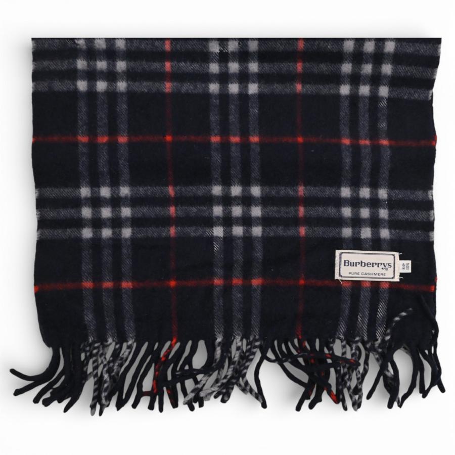 専用Burberrysバーバリーノバチェック カシミヤ100 マフラー ネイビー BURBERRY（バーバリー） 【中古】バーバリー ノバチェック マフラー