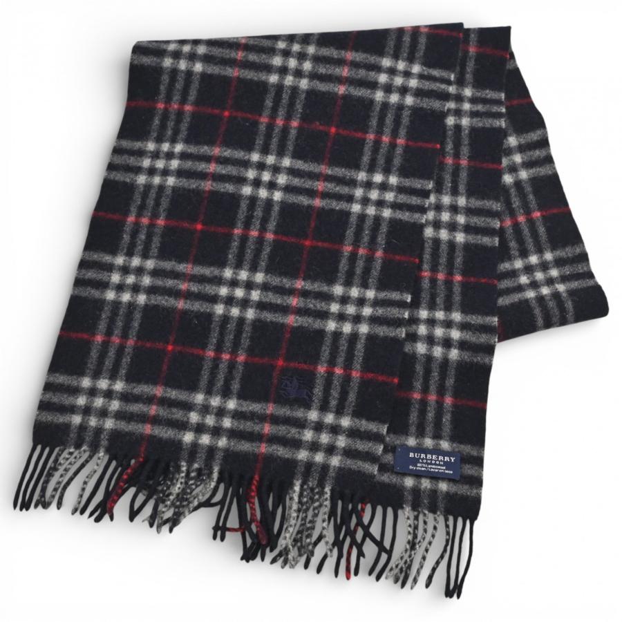 【中古】バーバリー マフラー ノバチェック ネイビー Bランク bb6304xc BURBERRY（バーバリー） 【中古】バーバリー マフラー ノバチェック