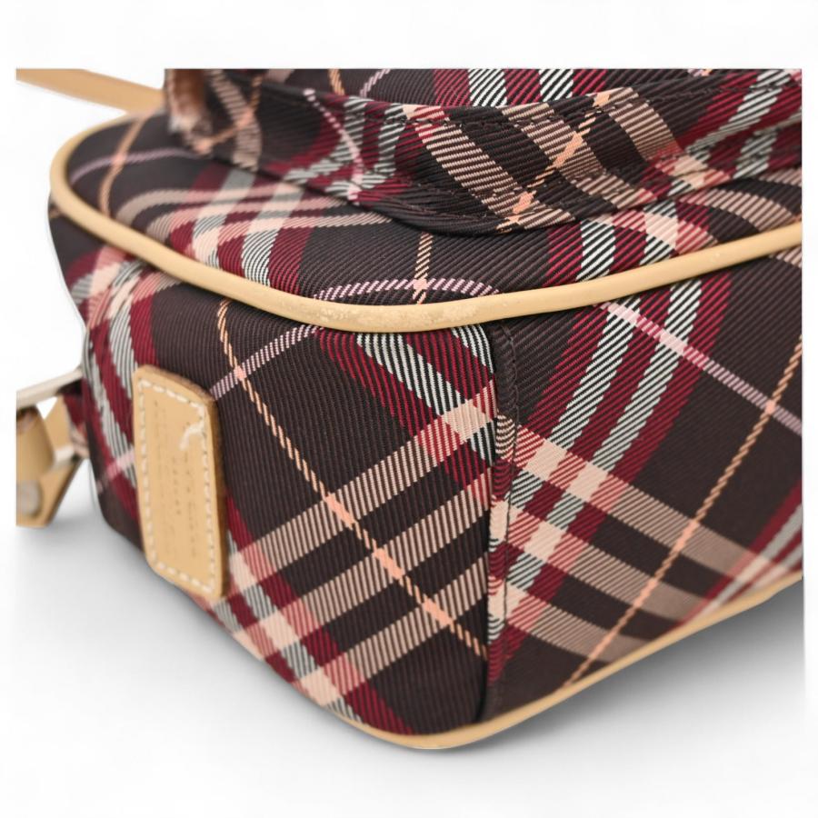 美品 バーバリー ショルダーバッグ ポシェット 茶 ノバチェック ブルーレーベル BURBERRY バーバリー ブルーレーベル ノバチェック ショルダー