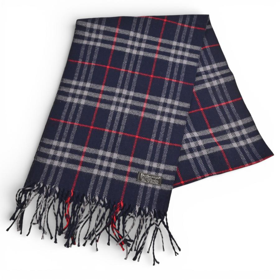タ*外様 る*ん様 Burberryチェック柄ネイビーマフラー希少 BURBERRY（バーバリー） ノバチェック マフラー ネイビー Bランク
