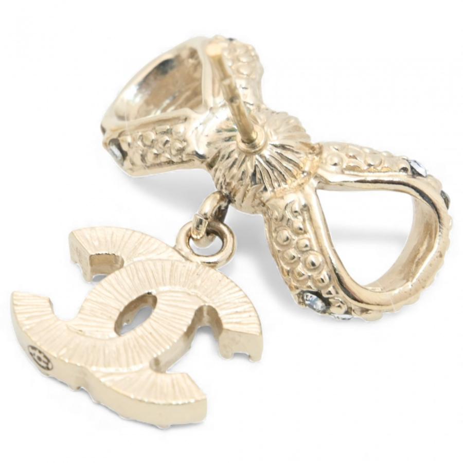 CHANEL（シャネル） ピアス リボン ココマーク ラインストーン Aランク