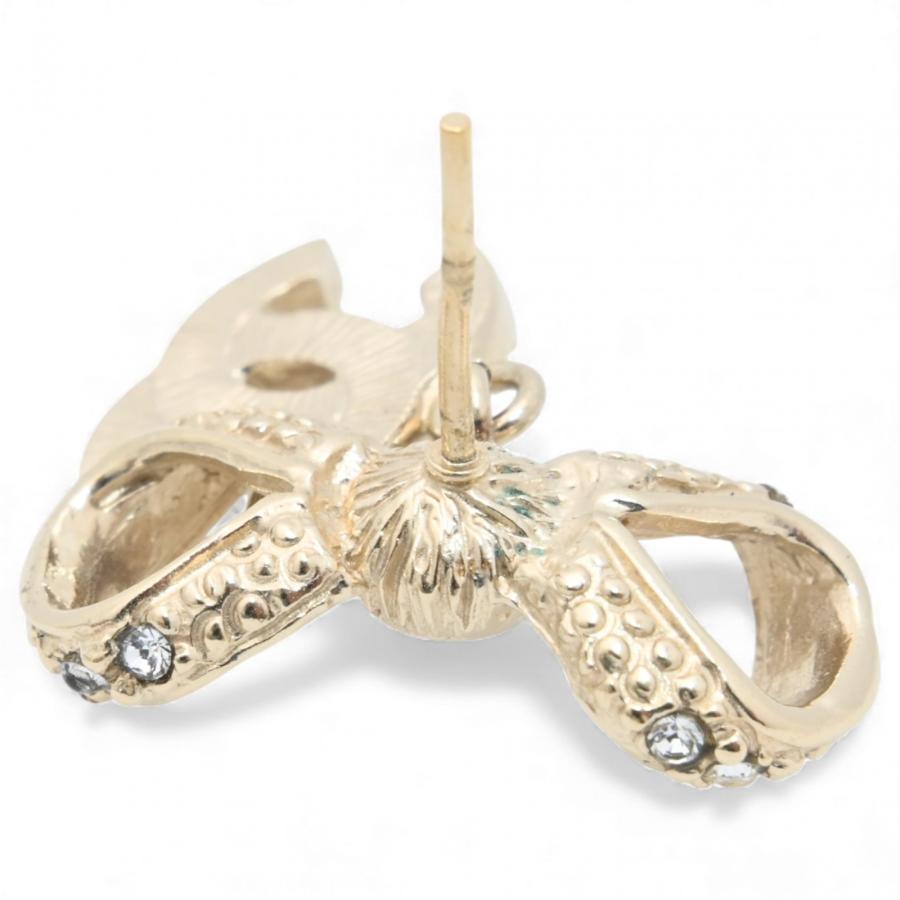 CHANEL（シャネル） ピアス リボン ココマーク ラインストーン Aランク