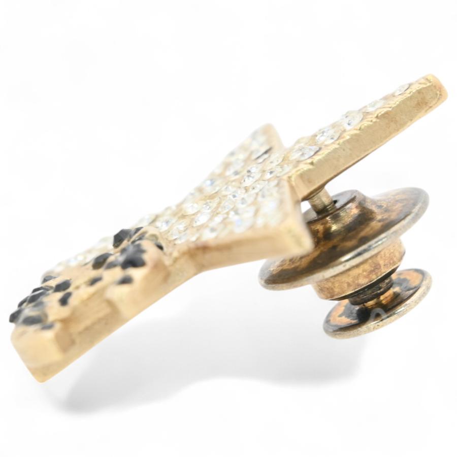 シャネル ココマーク スター ブローチ ゴールド ブラック Bランク  