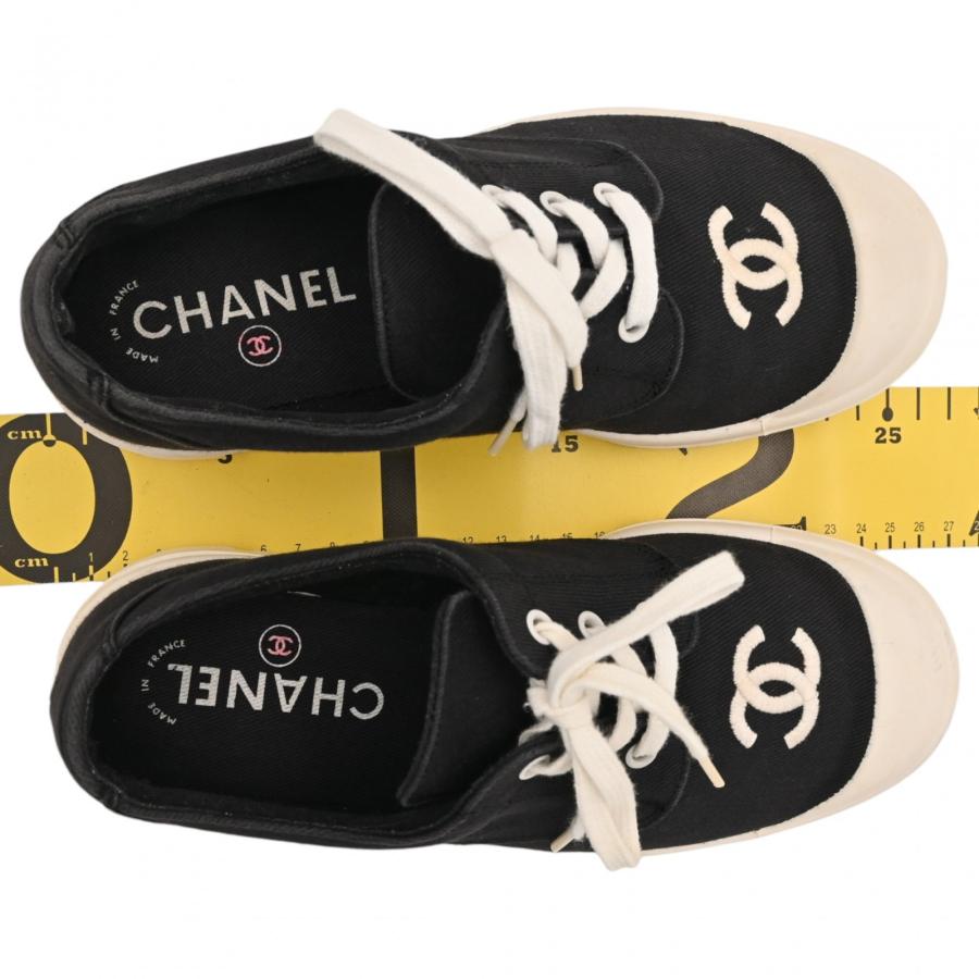 CHANEL（シャネル） ココマーク ロゴ スニーカー 白黒 Aランク