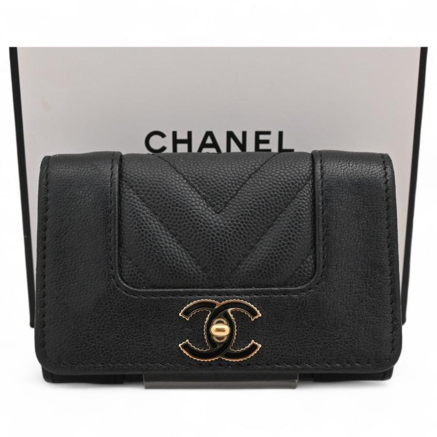 CHANEL シャネル マドモアゼル カードケース キャビアスキン B