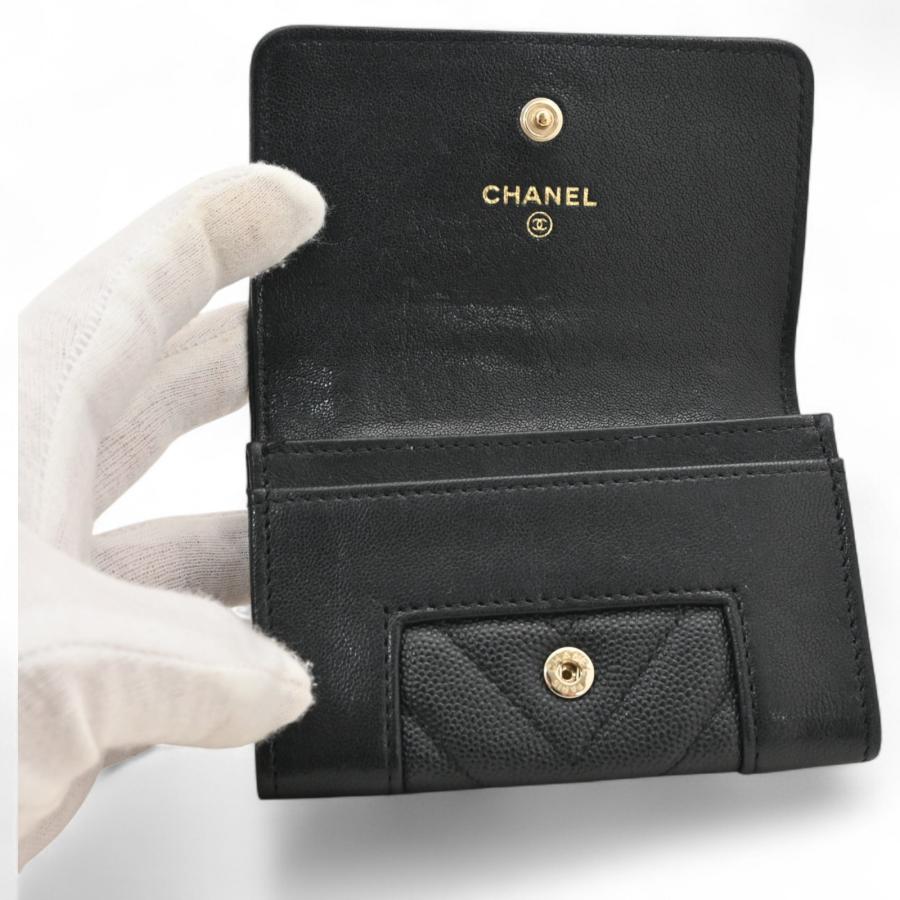 CHANEL シャネル マドモアゼル カードケース キャビアスキン Bランク  