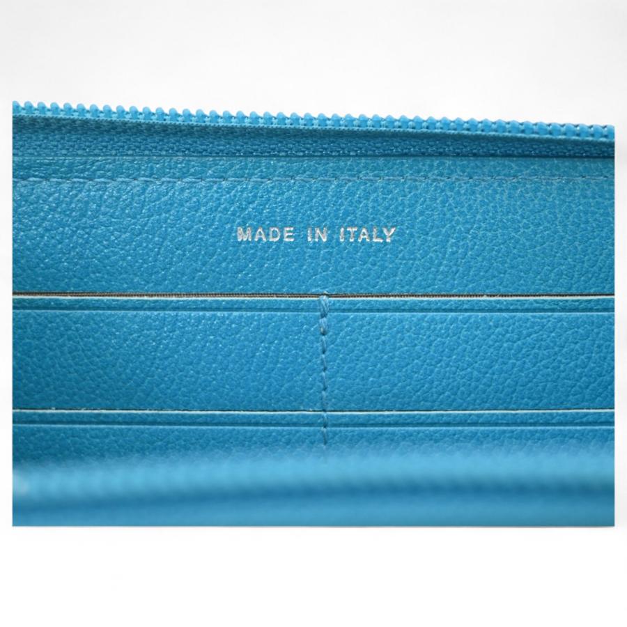 CHANEL シャネル 長財布 ココマーク ブルー × シルバー Bランク  