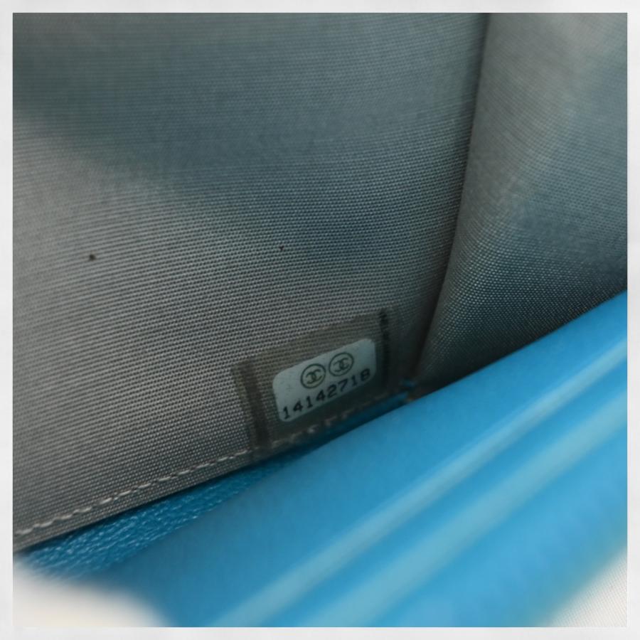 CHANEL シャネル 長財布 ココマーク ブルー × シルバー Bランク  