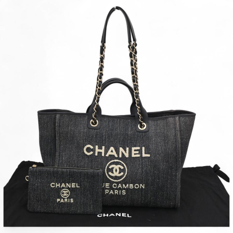 CHANEL（シャネル） ドーヴィル チェーントートGM デニム トートバッグ