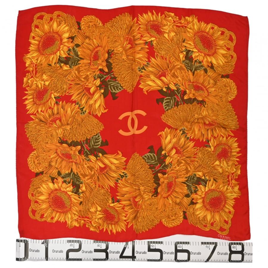 CHANEL（シャネル） スカーフ ひまわり 大判 レッド Aランク ch9405kk