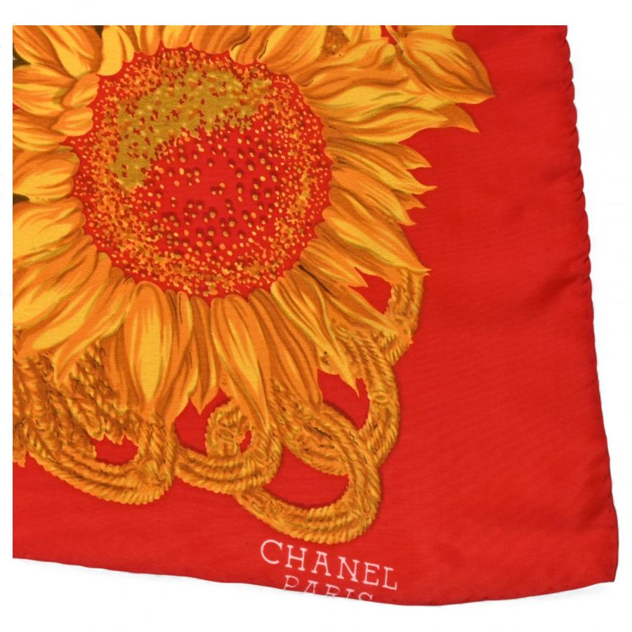 CHANEL（シャネル） スカーフ ひまわり 大判 レッド Aランク ch9405kk