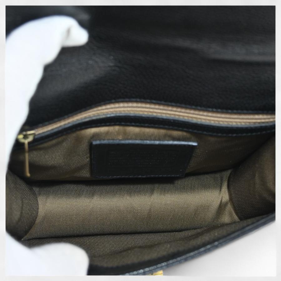 COACH コーチ ショルダーバッグ レザー×ブラック ポシェット Bランク  