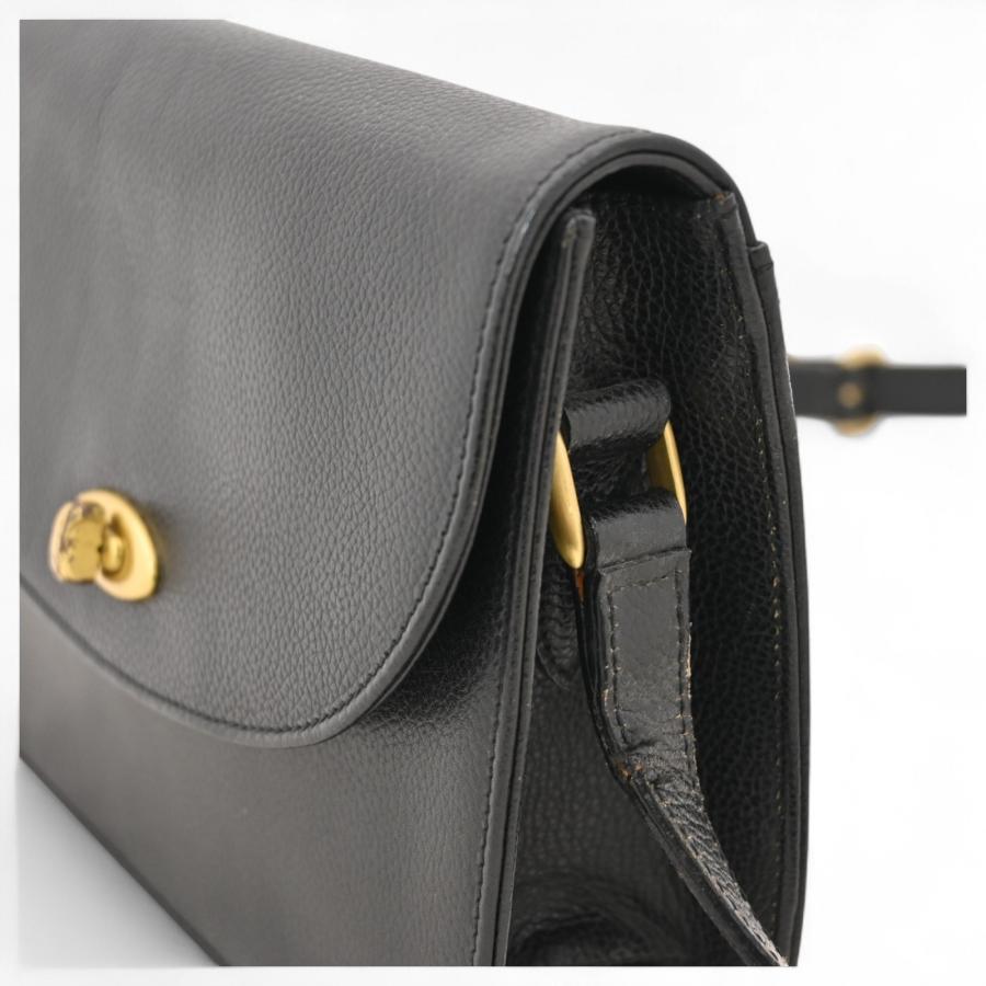 COACH コーチ ショルダーバッグ レザー×ブラック ポシェット Bランク  