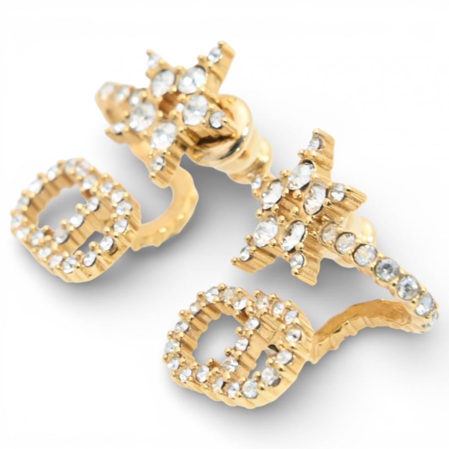 ディオール Dior CD ロゴ ライン ストーン ピアス Christian Dior ディオール CDロゴ ラインストーン ピアス