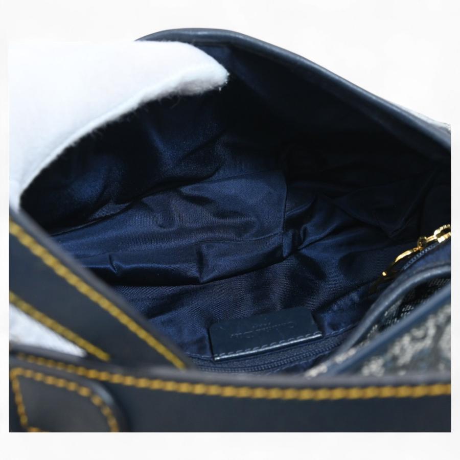 DIORトロッター サドルバッグ ネイビー×ゴールド Christian Dior ディオール トロッター サドルバッグ ロゴ ネイビー