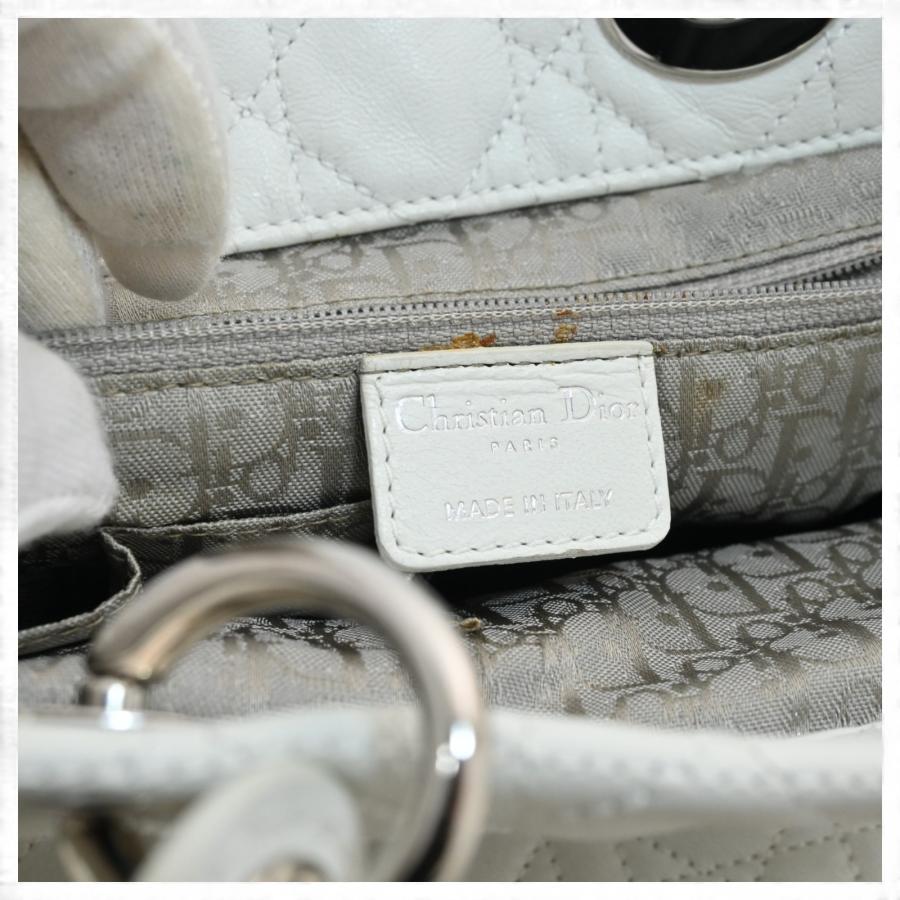 美品　クリスチャン　ディオール　カナージュ　ナイロン　ハンドバッグ　ホワイト Christian Dior（クリスチャン・ディオール） DIOR レディーディオール