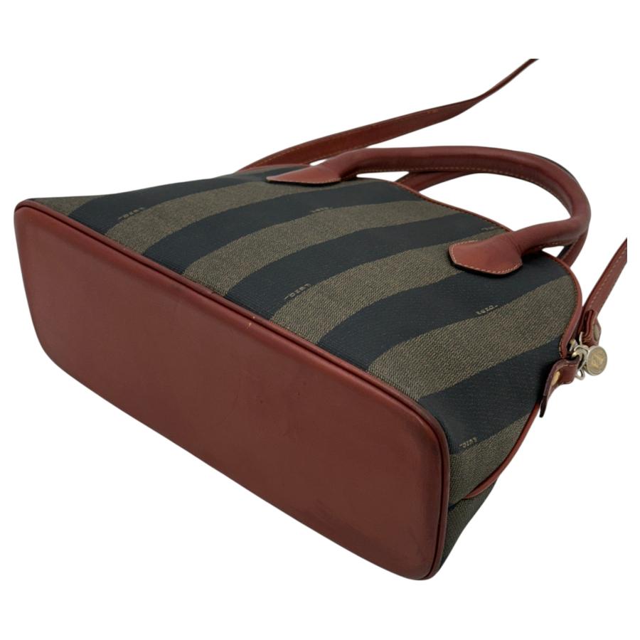 美品 FENDI フェンディ ペカン柄 ショルダーバッグ FFロゴ 茶×黒 FENDI（フェンディ） 【中古】フェンディ ペカン柄 ハンドバッグ 2WAY