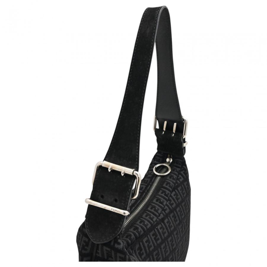 極美品✨フェンディ ズッキーノ ワンショルダーバッグ ミニバッグ キャンバス 黒 FENDI（フェンディ） 【中古】フェンディ ズッキーノ ショルダーバッグ
