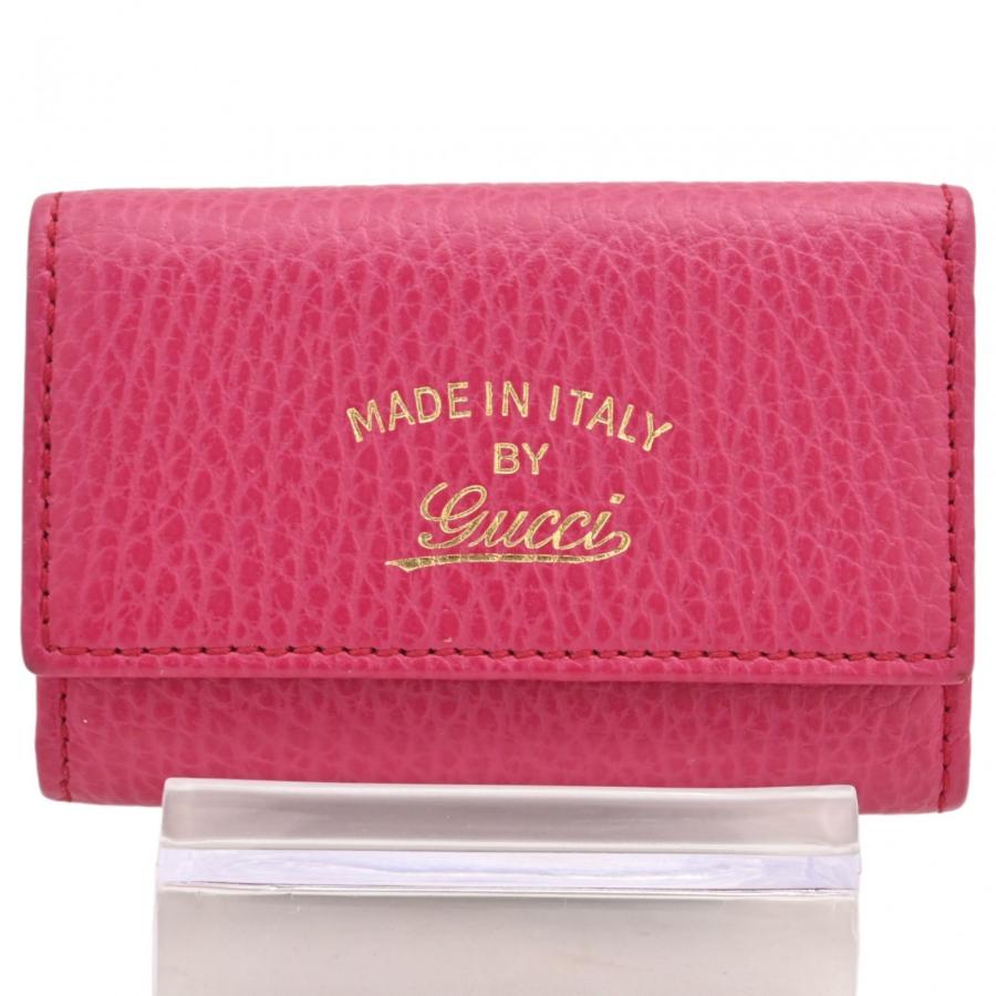 【新品未使用】GUCCI 6連キーケース　ピンク GUCCI（グッチ） 【中古】グッチ ロゴ 6連 キーケース ピンク Aランク