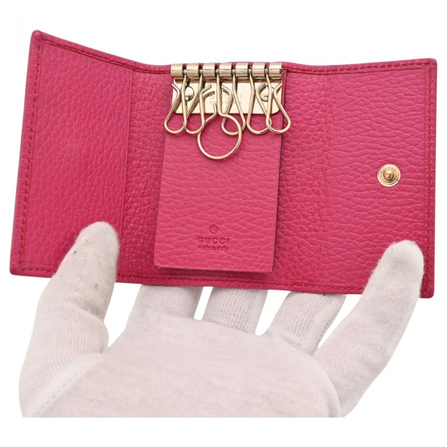 【新品未使用】GUCCI 6連キーケース　ピンク GUCCI（グッチ） 【中古】グッチ ロゴ 6連 キーケース ピンク Aランク