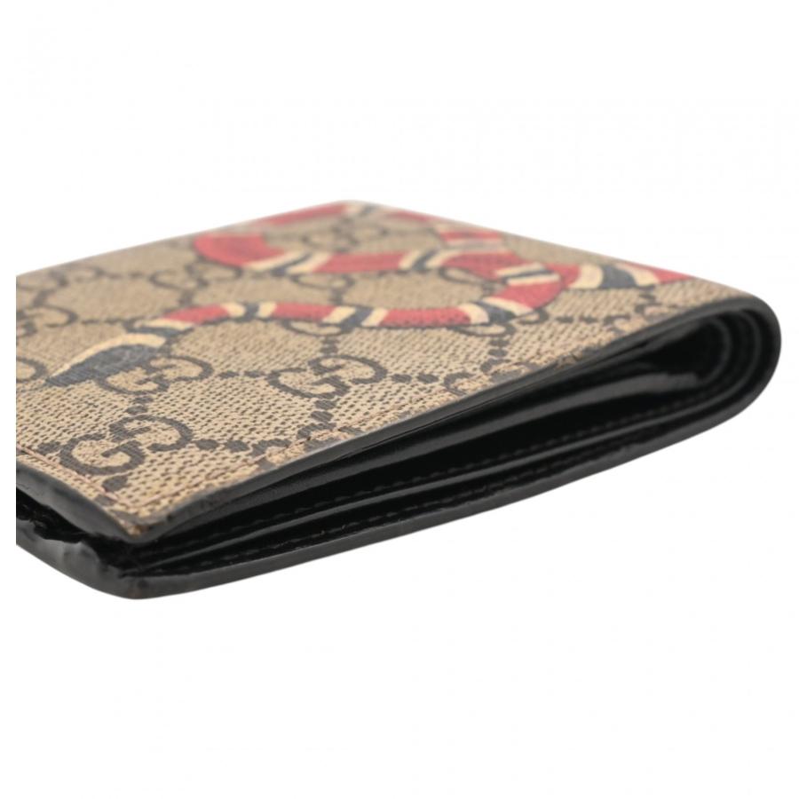 GUCCI グッチ 二つ折り財布 キングスネーク GGスプリーム 黒 GUCCI（グッチ） 【中古】グッチ GGスプリーム ロゴ キングスネーク 二