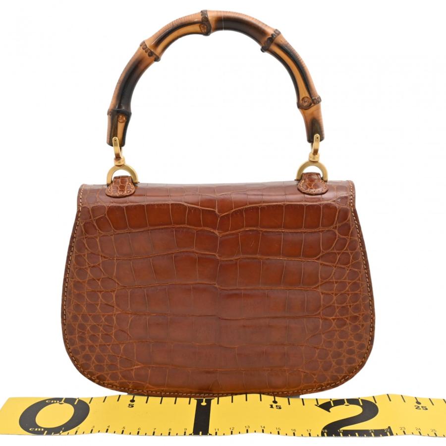 グッチバンブークロコブラウン ハンドバッグ GUCCI（グッチ） 【中古】グッチ バンブー ハンドバッグ スモール